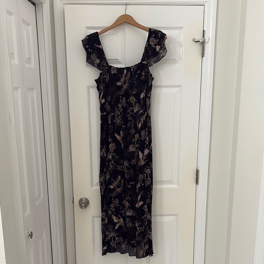 All Saints Blue Ruched Maxi Dress